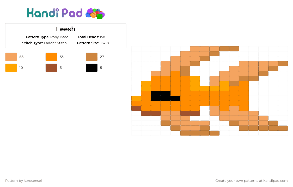 Feesh Pony Bead Pattern - Kandi Pad | Kandi Patterns, Fuse Bead ...