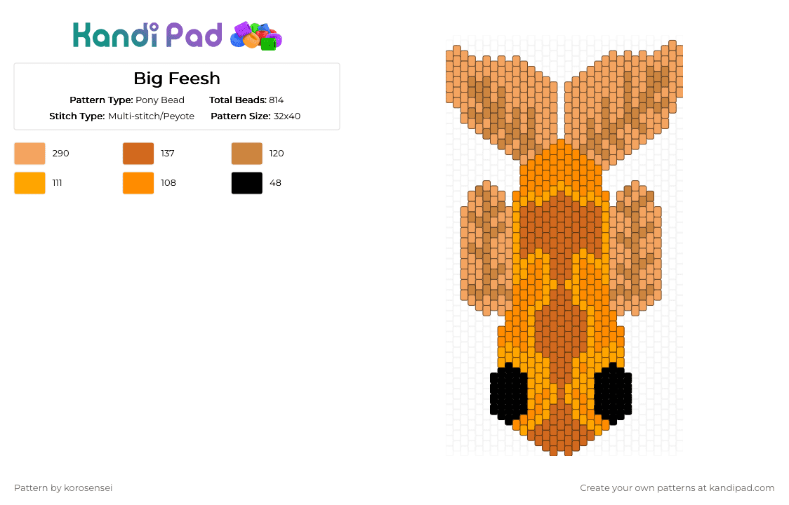 Big Feesh - Pony Bead Pattern by korosensei on Kandi Pad - orange,feesh,fish,water,lake,river,stream,big