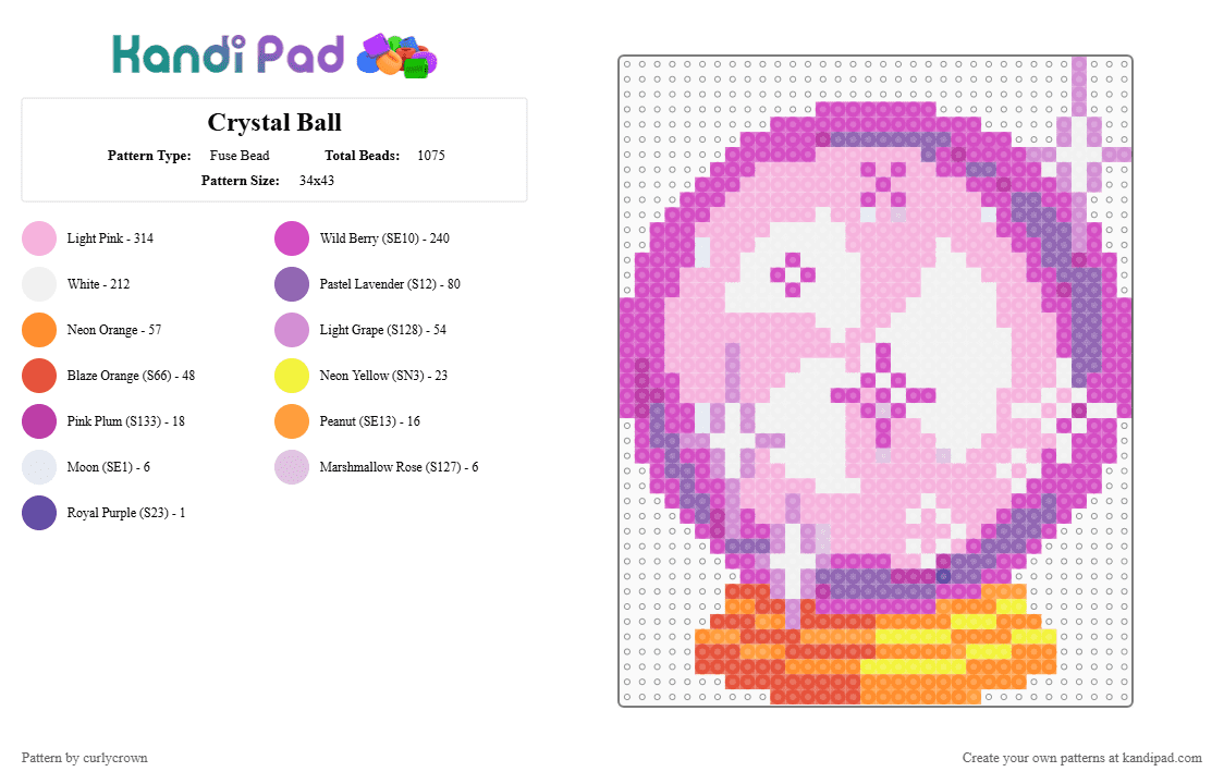Crystal Ball - Fuse Bead Pattern by curlycrown on Kandi Pad - pink