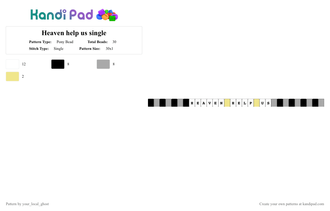 Heaven help us single - Pony Bead Pattern by your_local_ghost on Kandi Pad - beige, mcr