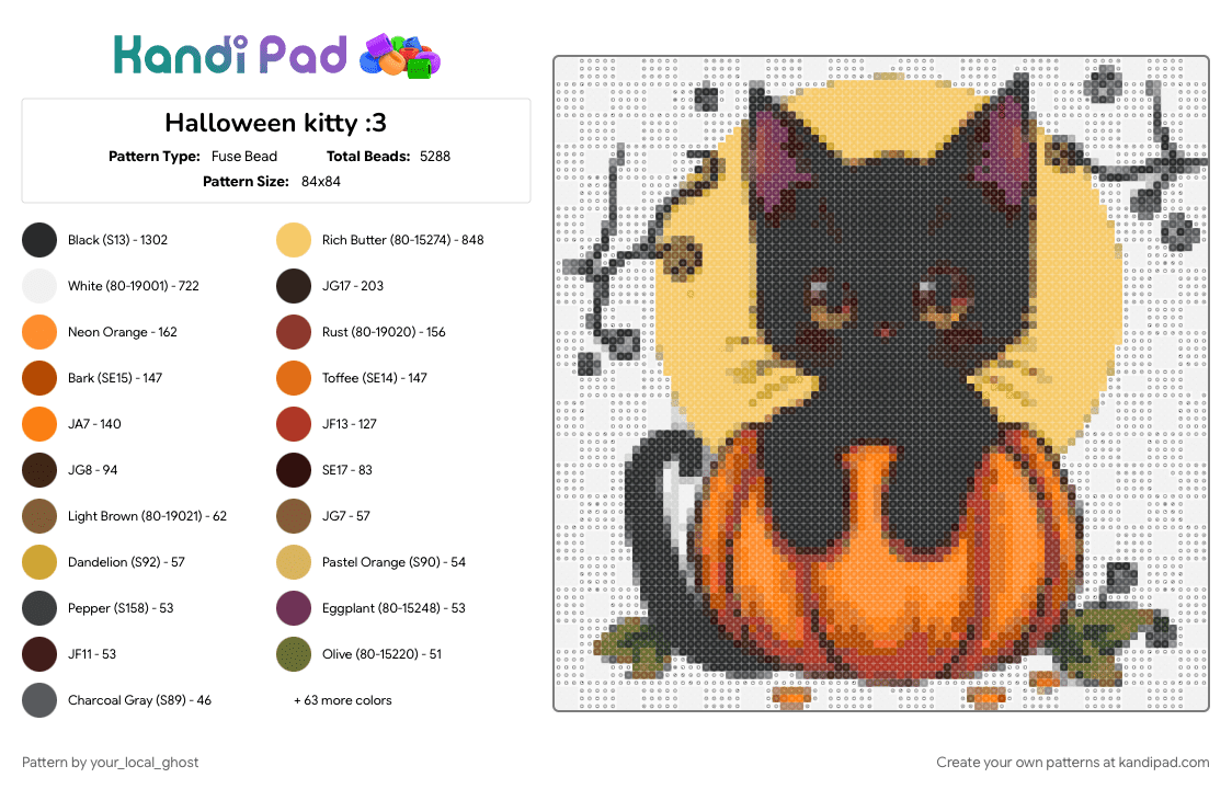 Halloween kitty :3 - Fuse Bead Pattern by your_local_ghost on Kandi Pad - 