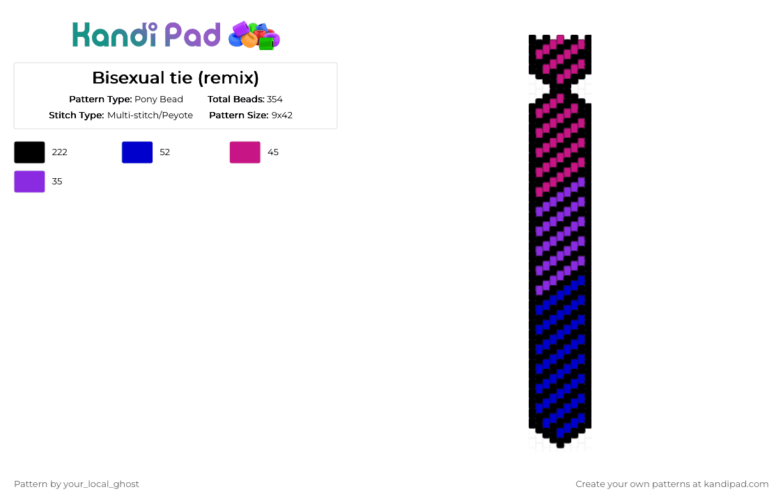 Bisexual tie (remix) - Pony Bead Pattern by your_local_ghost on Kandi Pad - black, pink, purple