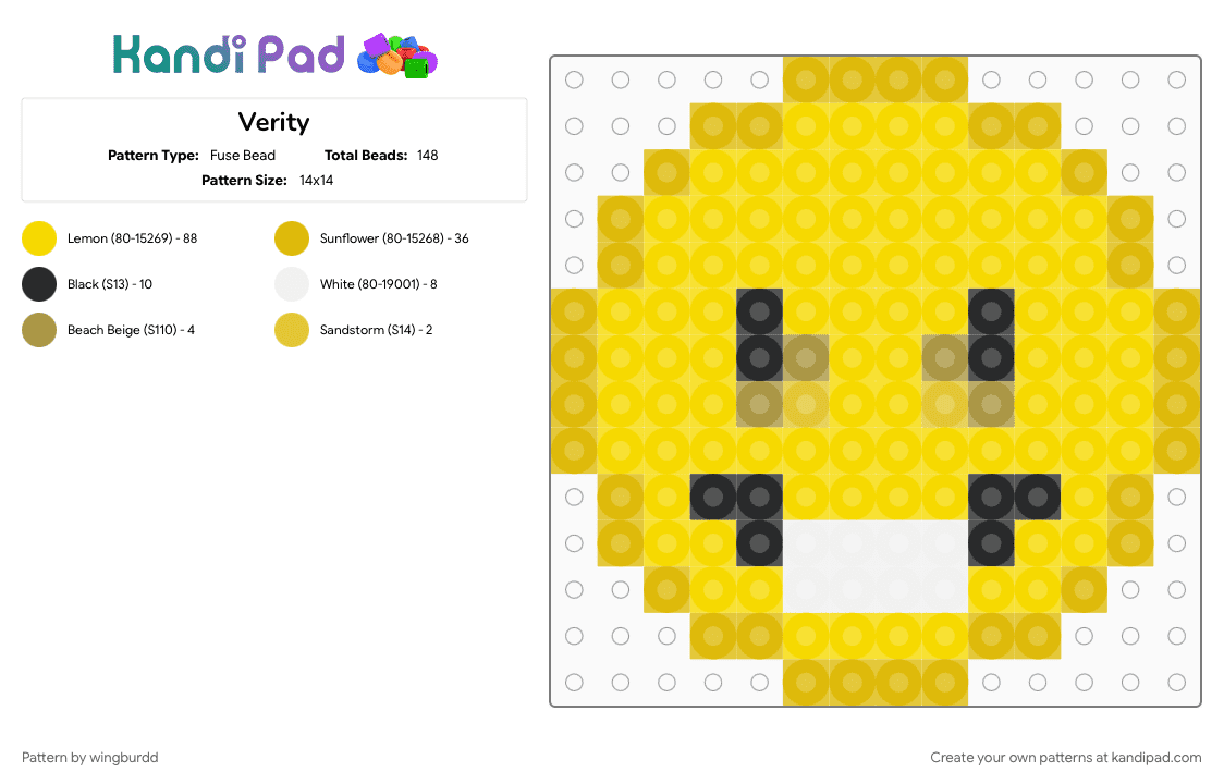 Verity - Fuse Bead Pattern by wingburdd on Kandi Pad - 