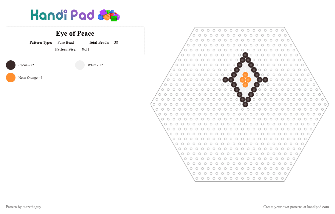 Eye of Peace - Fuse Bead Pattern by wingburdd on Kandi Pad - brown, eye, merv, original, peace, scar, signature, symbol