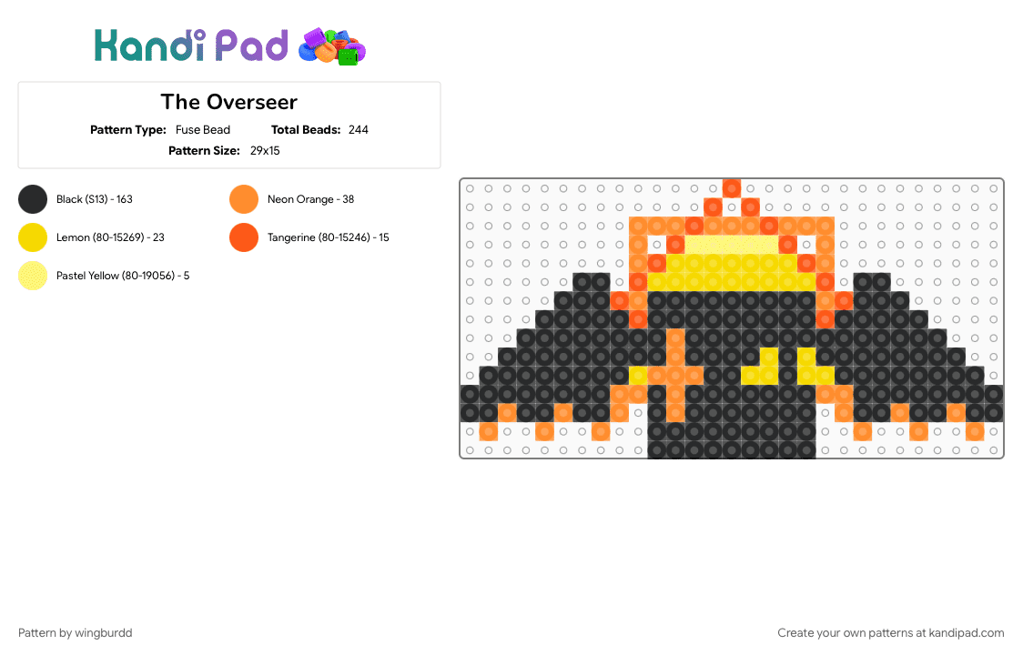 The Overseer - Fuse Bead Pattern by wingburdd on Kandi Pad - angel, black, character, god, oc, orange, overseer, yellow