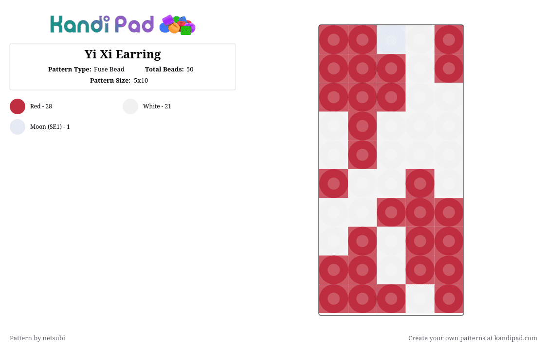 Yi Xi Earring - Fuse Bead Pattern by netsubi on Kandi Pad - 