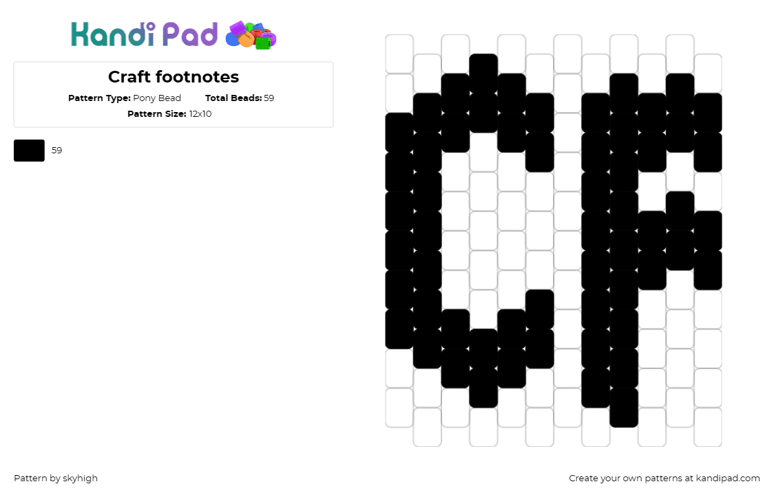 Craft footnotes - Pony Bead Pattern by skyhigh on Kandi Pad - cf,craft footnotes,text,bold,simple,black