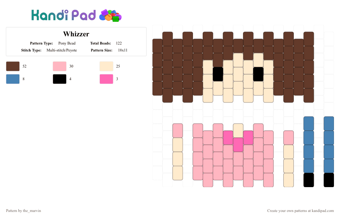 Whizzer - Pony Bead Pattern by the_marvin on Kandi Pad - brown, pink