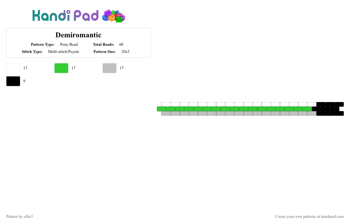 Demiromantic - Pony Bead Pattern by ollie3 on Kandi Pad - green,beige
