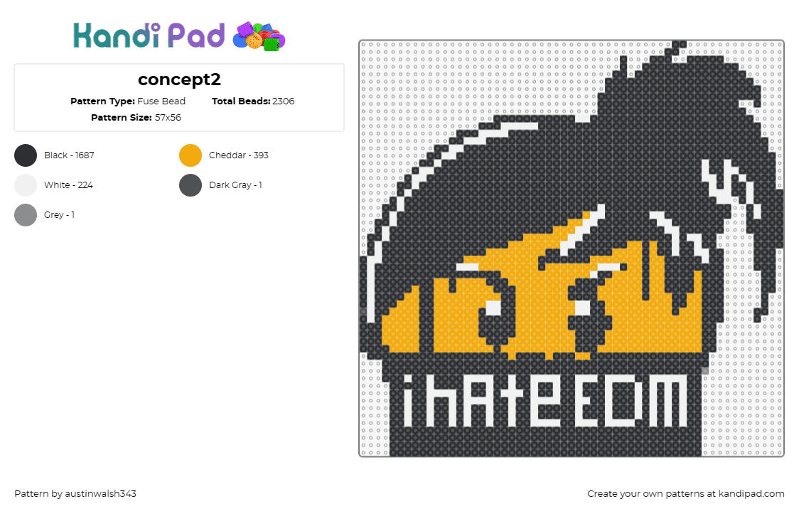 concept2 - Fuse Bead Pattern by austinwalsh343 on Kandi Pad - i hate edm,emoji,text,angry,mad,orange,black