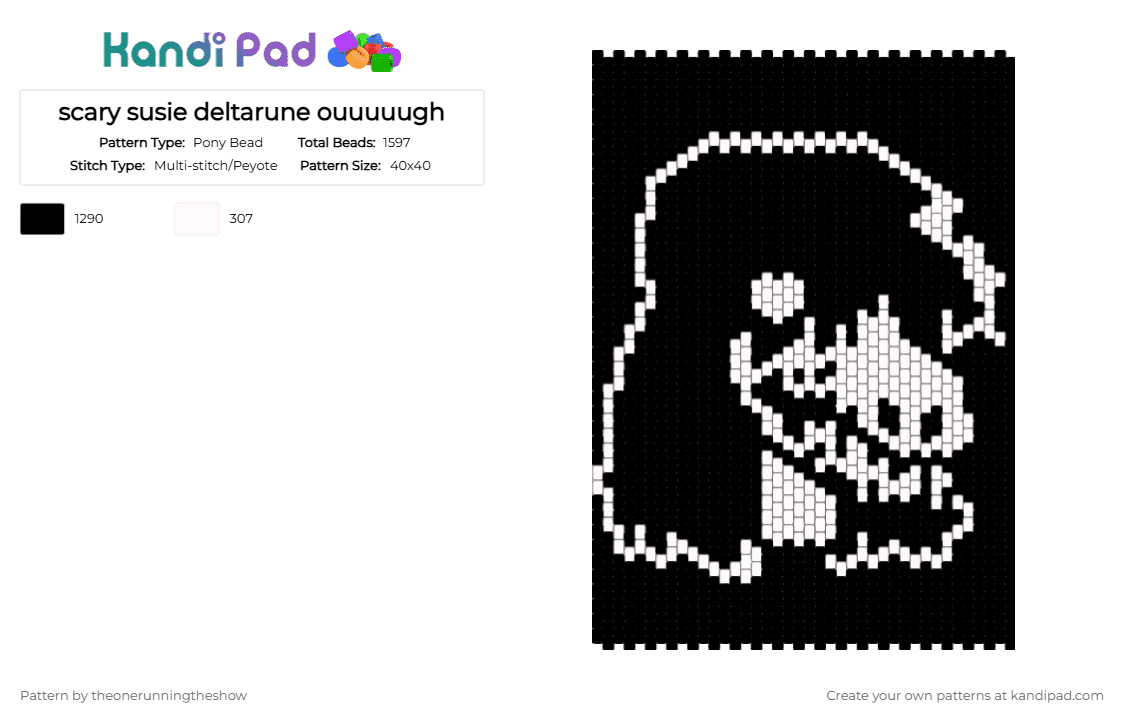 scary susie deltarune ouuuuugh - Pony Bead Pattern by theonerunningtheshow on Kandi Pad - black