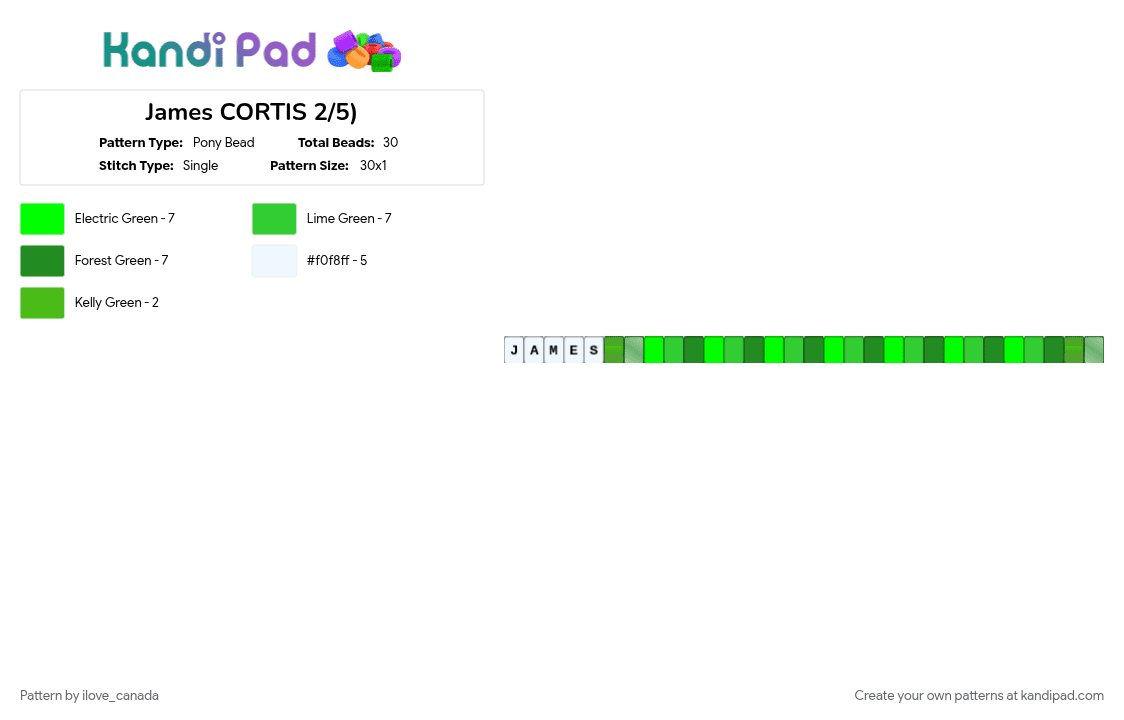 James CORTIS 2/5) - Pony Bead Pattern by ilove_canada on Kandi Pad - color outside the lines, cortis, cortis members, green, james, juhoon, keonho, martin, seongyeon