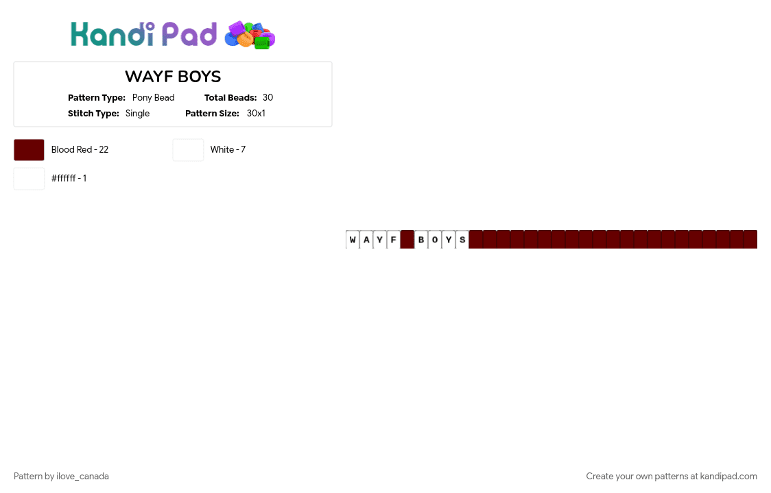 WAYF BOYS - Pony Bead Pattern by ilove_canada on Kandi Pad - 
