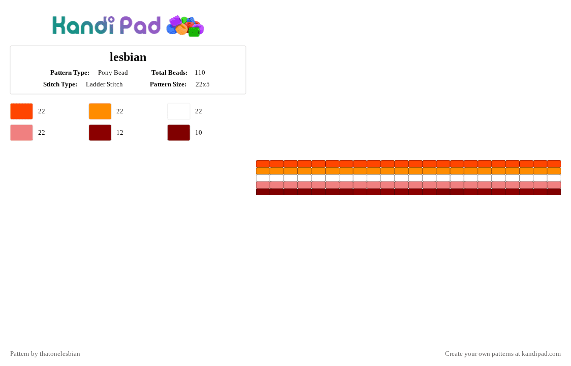 lesbian - Pony Bead Pattern by thatonelesbian on Kandi Pad - red