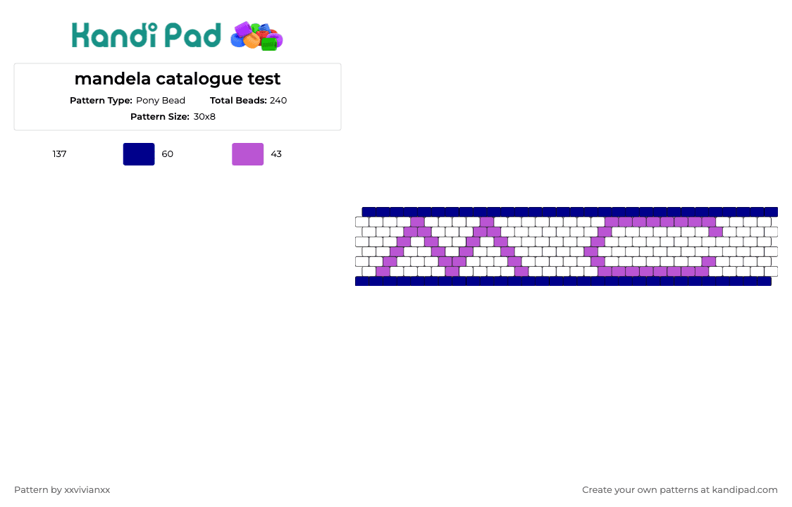 mandela catalogue test - Pony Bead Pattern by xxvivianxx on Kandi Pad - mc,mandela catalogue,creepypasta,text,cuff,white,purple