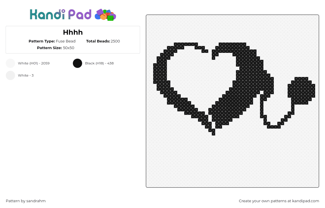 Hhhh - Fuse Bead Pattern by sandrahm on Kandi Pad - nurse,heart,symbol,logo,stethoscope,silhouette,black