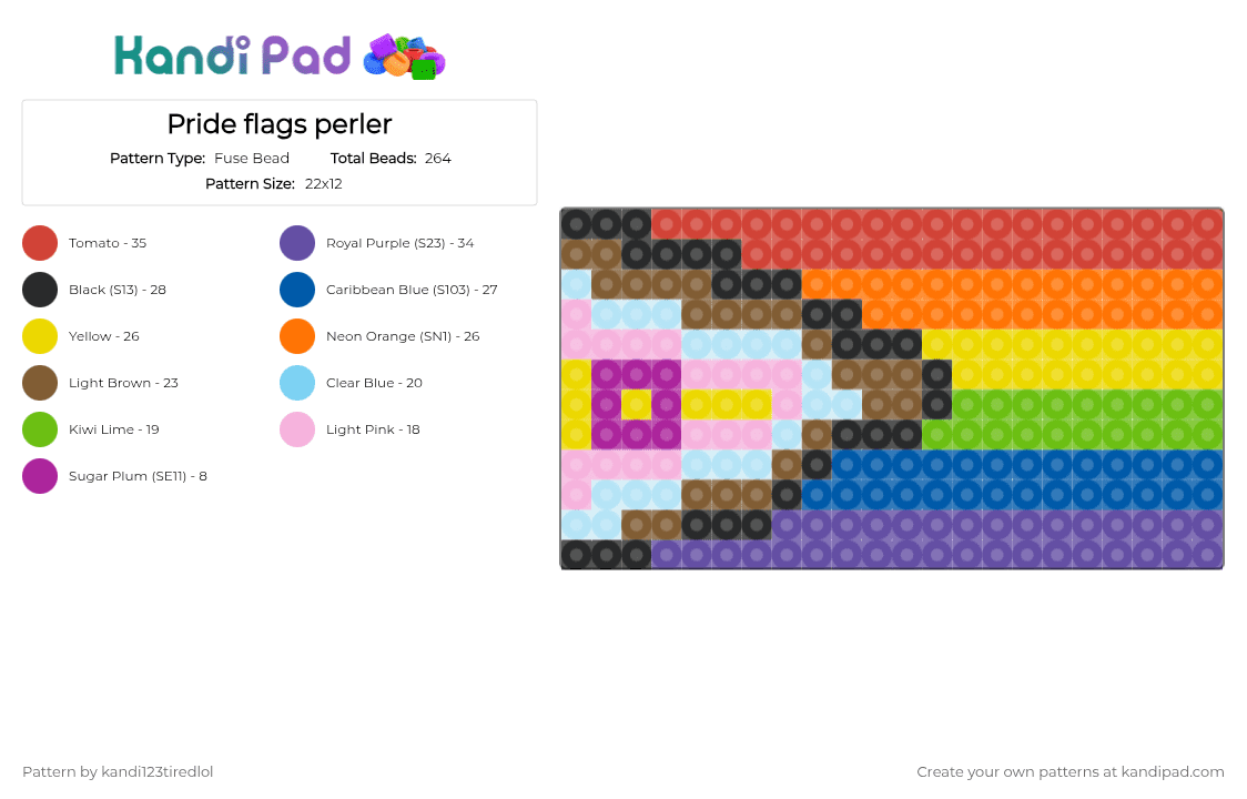 Pride flags perler - Fuse Bead Pattern by kandi123tiredlol on Kandi Pad - tan,blue,orange,colorful