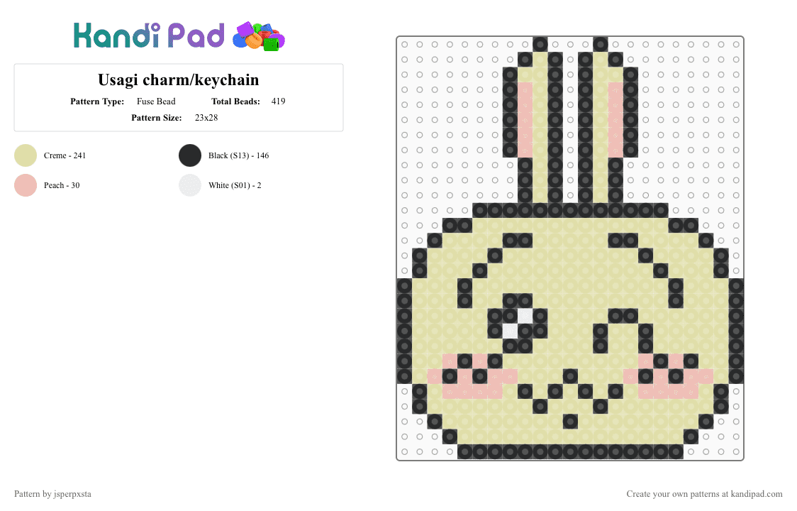 Usagi charm/keychain - Fuse Bead Pattern by jsperpxsta on Kandi Pad - yellow,chiikawa,usagi,charm,keychain