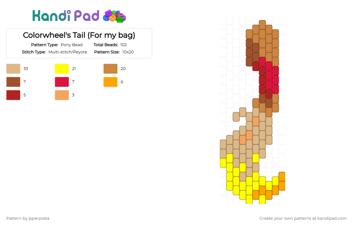 Colorwheel\'s Tail (For my bag) - Pony Bead Pattern by jsperpxsta on Kandi Pad - beige, brush, colorwheel, orange, osc, paint, yellow
