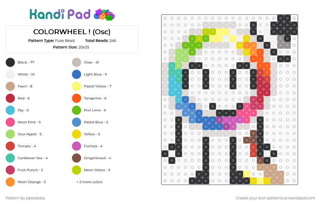 COLORWHEEL ! (Osc) - Fuse Bead Pattern by jsperpxsta on Kandi Pad - beige, circle, colorwheel, green, osc, pink