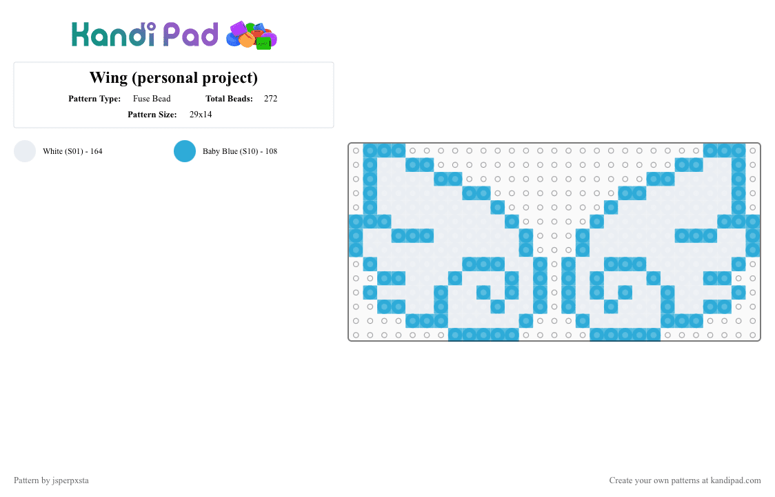 Wings (personal project) - Fuse Bead Pattern by jsperpxsta on Kandi Pad - angel, light blue, white, wing, wings