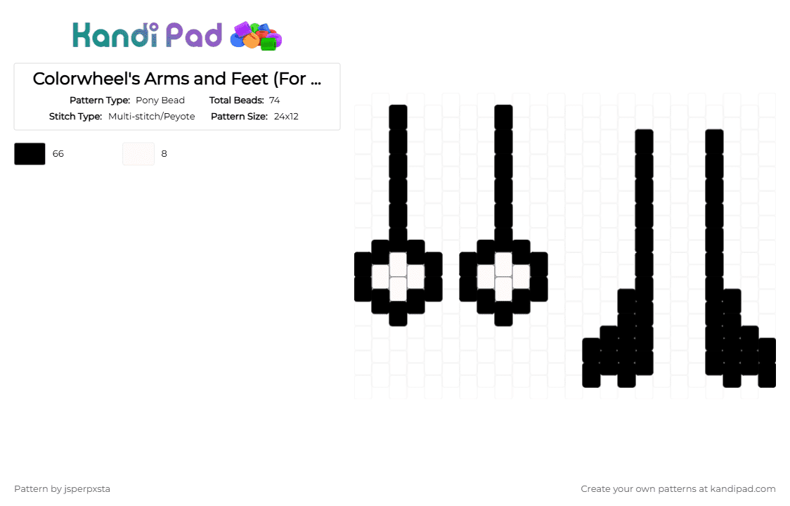 Colorwheel\'s Arms and Feet (For my bag) - Pony Bead Pattern by jsperpxsta on Kandi Pad - arms, black, colorwheel, legs, osc, white