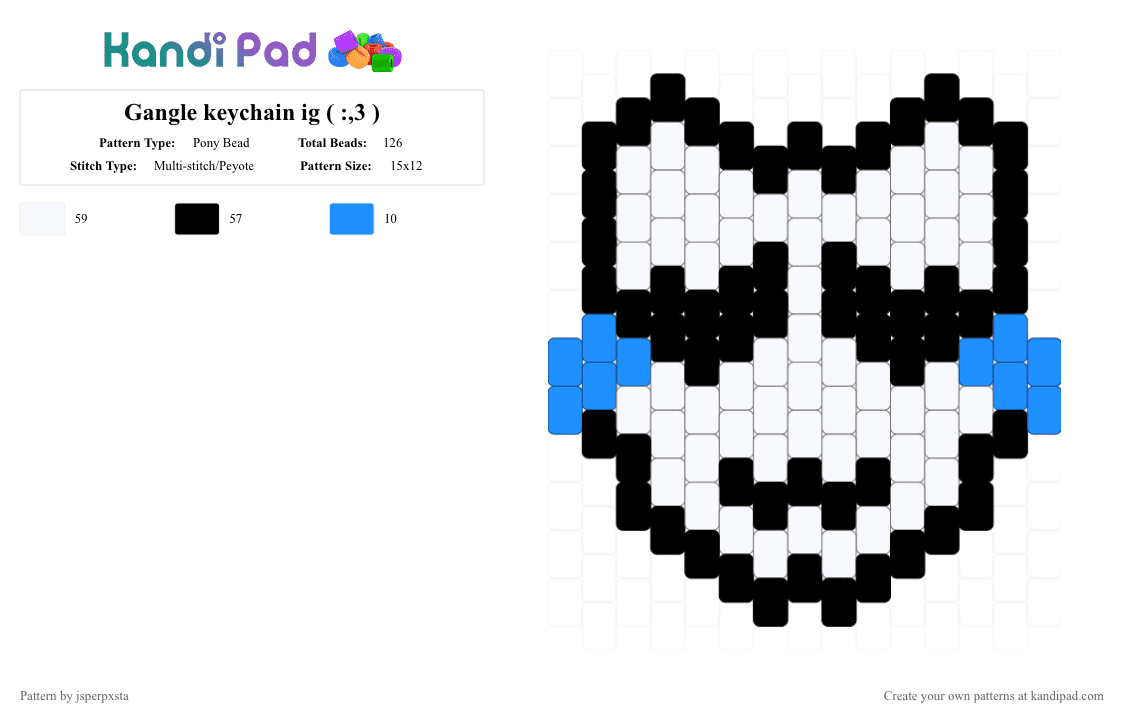 Gangle keychain ig ( :,3 ) - Pony Bead Pattern by jsperpxsta on Kandi Pad - white,tadc,gangle