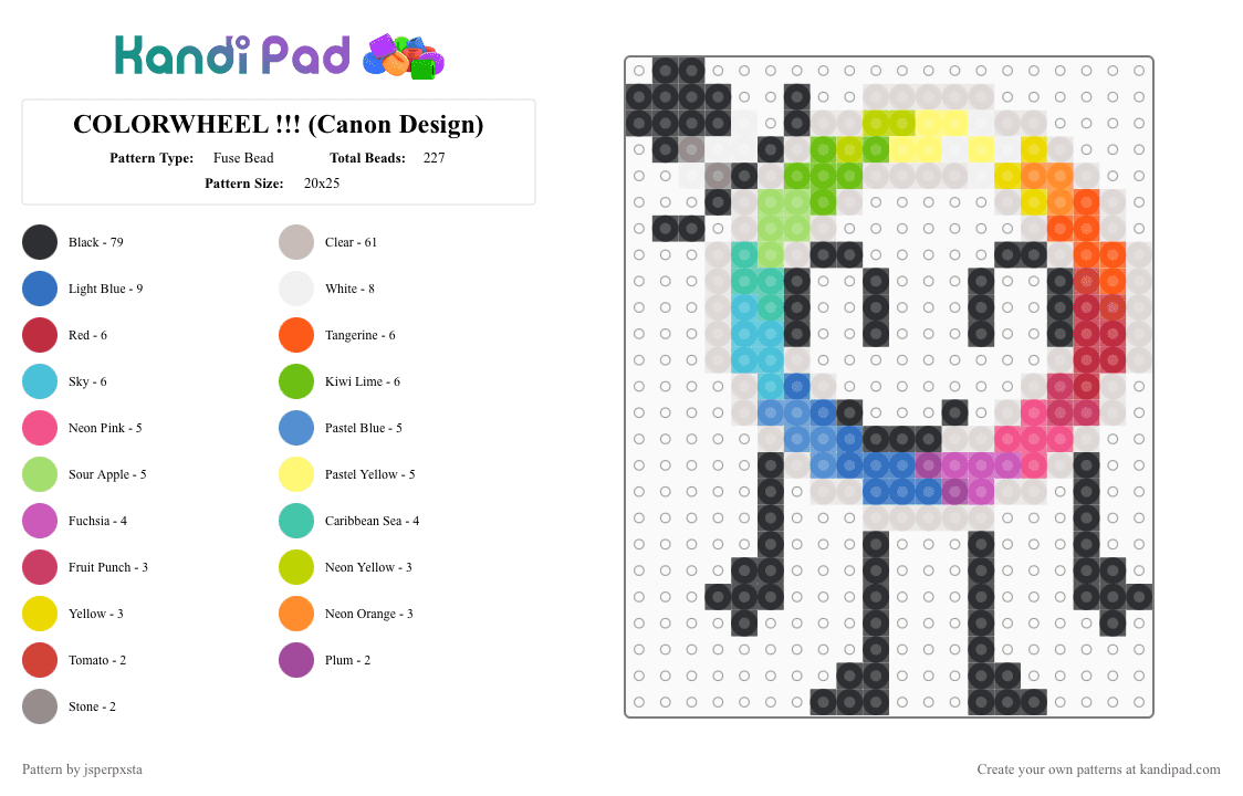 COLORWHEEL !!! (Canon Design) - Fuse Bead Pattern by jsperpxsta on Kandi Pad - beige, circle, colorwheel, green, osc, pink