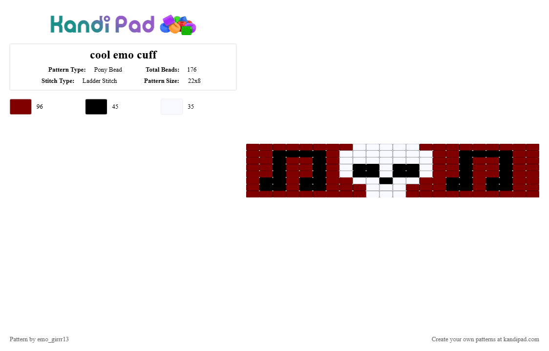 cool emo cuff - Pony Bead Pattern by emo_girrr13 on Kandi Pad - brown,white