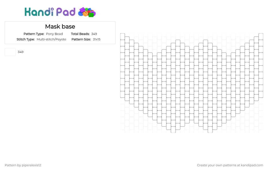 Mask base - Pony Bead Pattern by piperalexis12 on Kandi Pad - white
