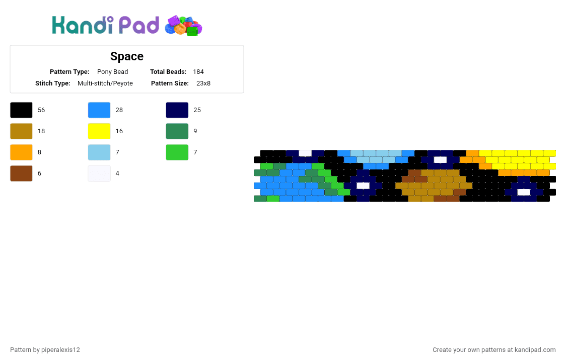 Space - Pony Bead Pattern by piperalexis12 on Kandi Pad - light blue,yellow,gold,colorful