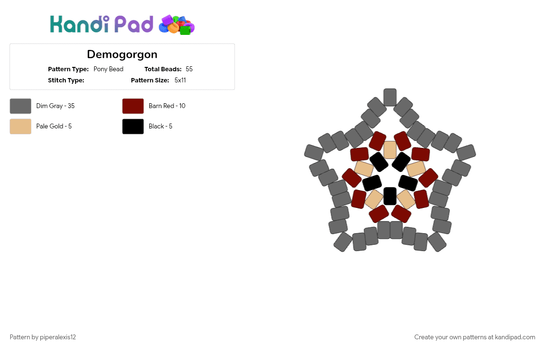 Demogorgon - Pony Bead Pattern by piperalexis12 on Kandi Pad - demogorgon, gray, stranger things