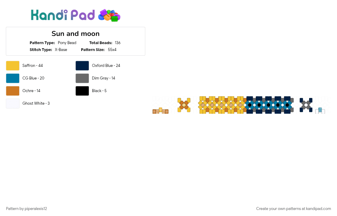 Sun and moon - Pony Bead Pattern by piperalexis12 on Kandi Pad - blue, moon, sun, yellow