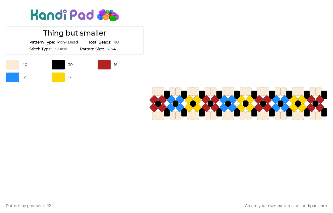 Thing but smaller - Pony Bead Pattern by piperalexis12 on Kandi Pad - red