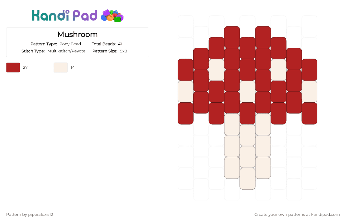 Mushroom - Pony Bead Pattern by piperalexis12 on Kandi Pad - red, white