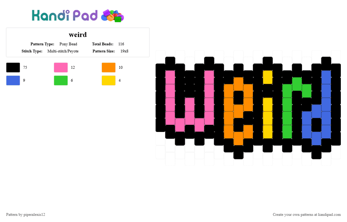 weird - Pony Bead Pattern by piperalexis12 on Kandi Pad - black, blue, orange, pink