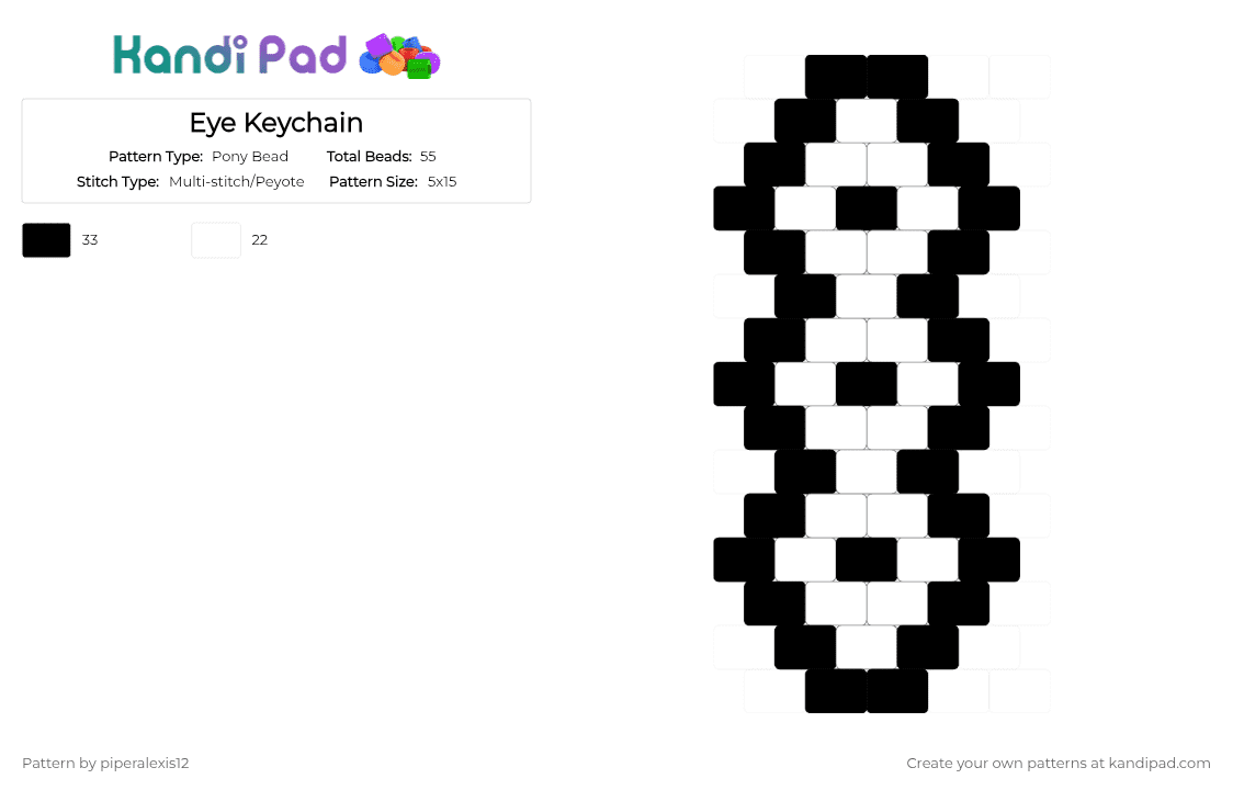 Eye Keychain - Pony Bead Pattern by piperalexis12 on Kandi Pad - black, white