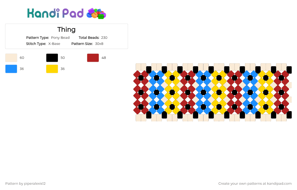 Thing - Pony Bead Pattern by piperalexis12 on Kandi Pad - red