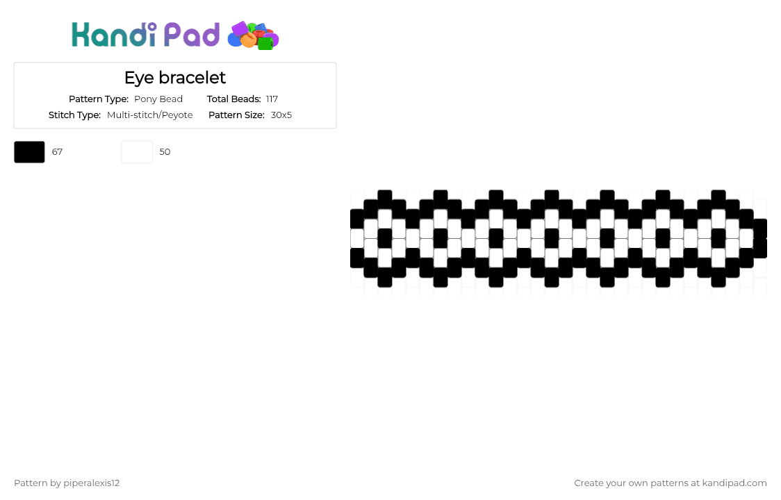Eye bracelet - Pony Bead Pattern by piperalexis12 on Kandi Pad - black, white