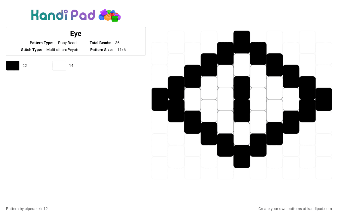 Eye - Pony Bead Pattern by piperalexis12 on Kandi Pad - black, white