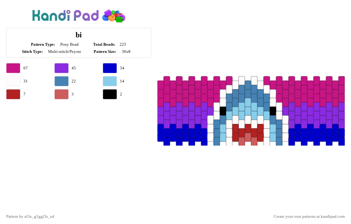 bi - Pony Bead Pattern by al3x_g1ggl3s_xd on Kandi Pad - pink,purple