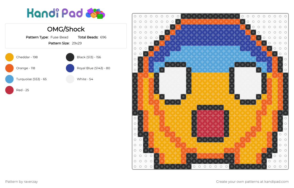 OMG/Shock - Fuse Bead Pattern by raverzay on Kandi Pad - orange