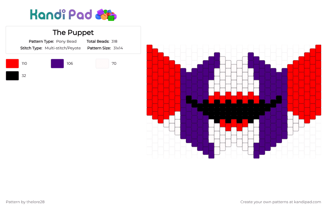 The Puppet - Pony Bead Pattern by thelore28 on Kandi Pad - red,purple