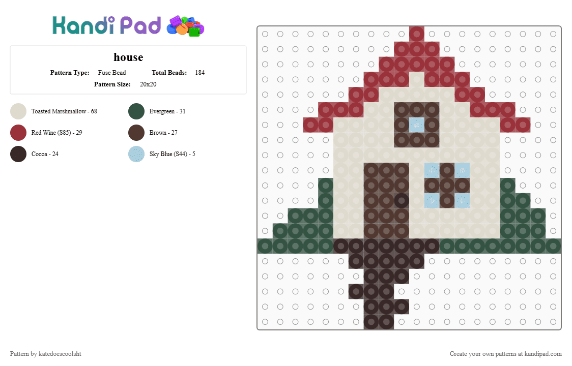 house - Fuse Bead Pattern by katedoescoolsht on Kandi Pad - beige, brown