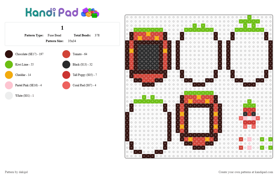 1 - Fuse Bead Pattern by dakipd on Kandi Pad - brown,red