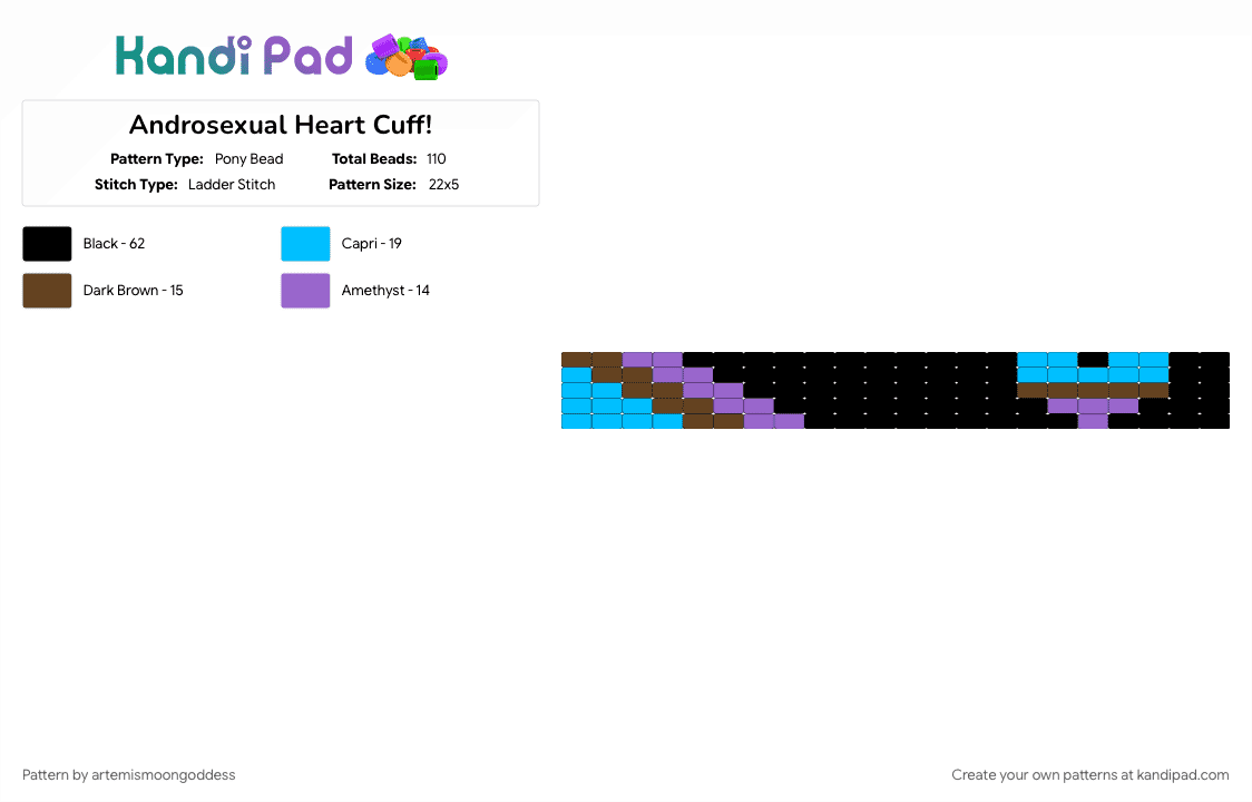 Androsexual Heart Cuff! - Pony Bead Pattern by artemismoongoddess on Kandi Pad - 