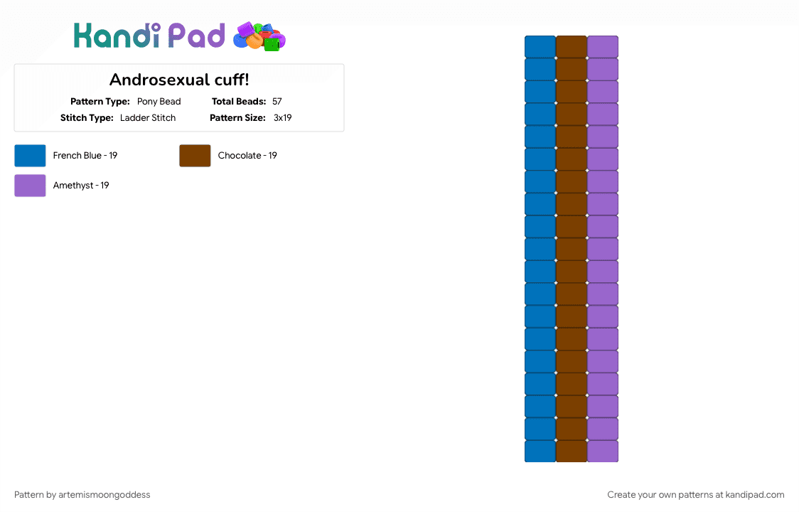 Androsexual cuff! - Pony Bead Pattern by artemismoongoddess on Kandi Pad - 