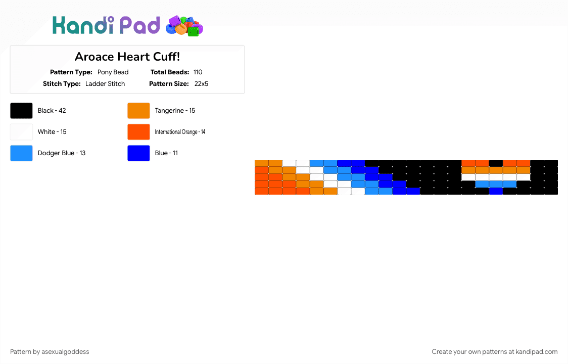 Aroace Heart Cuff! - Pony Bead Pattern by asexualgoddess on Kandi Pad - ace, apride, aroace, heart, love, mecore, orange, pride, youcore