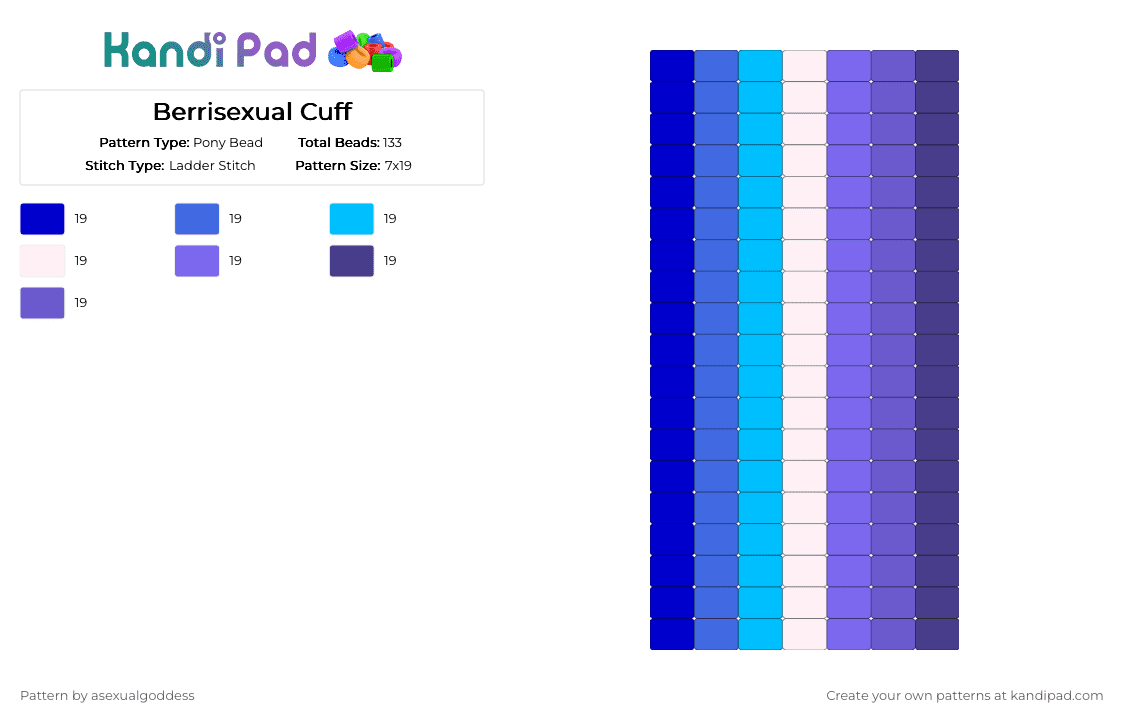 Berrisexual Cuff - Pony Bead Pattern by asexualgoddess on Kandi Pad - purple,blue,pride,berri,youcore