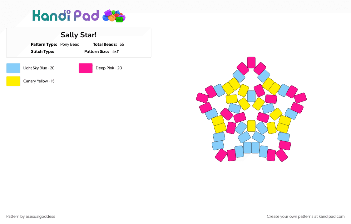 Sally Star! - Pony Bead Pattern by asexualgoddess on Kandi Pad - cute, gl, light blue, oc, pastel, pink, request, sally, solexdaisy, star